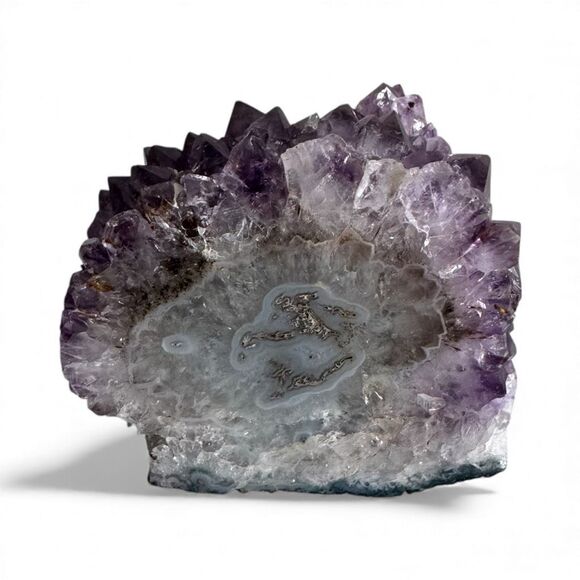 Natural Amethyst Quartz Crystal Cluster Calcite Geode - Picture 7 of 7